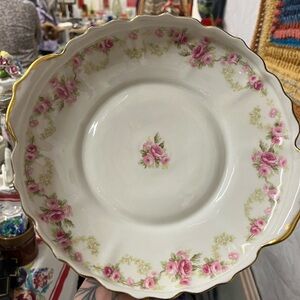 Elegant Floral Porcelain Bowl with Gold Trim Limoges
